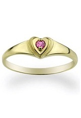 captivating little red heart gold baby ring
